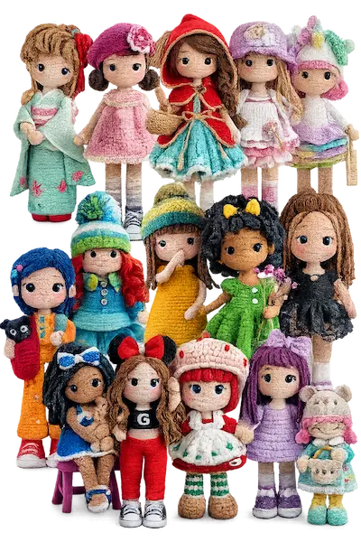 Coleção original de bonecas amigurumi do produto